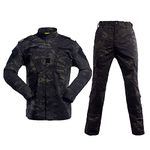 LANBAOSI Men's Tactical Jacket and Pants Military Hunting ACU Uniform 2PC Apparel Suit