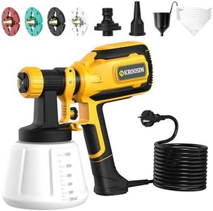 Farbsprühsystem, Kroosim 700W HVLP Lackierpistole Elektrisch Mit 4 Düsen und 3 Sprühmuster, 1200ml Verstellbarem Farbfluss Farbsprühgerät für Zäune, Schränke, Wände, Decken, Möbel