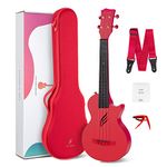 Enya Concert Ukulele Carbon Fiber Nova U 23" -Waterproof Travel Ukulele with Case, Strap & Capo - All Weather Performance for Beginners & Travelers (Red)