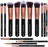 SHANY Makeup Brushes - Rose All Day - 14-Piece Brush Set – Foundation Powder Concealers Eye Shadows Makeup brushes - Complete Kabuki Makeup Brush Set in Rose Gold - 14 PCS