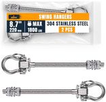 Albo 2 Pack Heavy Duty Swing Hangers – 8.7 Inch, 304 Stainless Steel, 1800 lbs Swivel Hooks for Hammock, Porch, Gym, Punching Bag, Yoga, Playground, Ceiling Mount for Wood & Concrete Indoor Outdoor