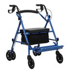 2-in-1 Rollator Walker & Transport Chair Combo – All-Terrain Foldable Narrow Aluminum Walker with 6" Wheels, Padded Seat, Backrest & Storage Basket for Seniors