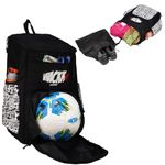 WHACKK Figo Football Bag Black White 44L|Sports Backpack with Ball Holder, Detachable Wet Drawstring Pouch, Utility Pockets & Large Capacity for Gear