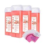 FOCTXI Wax Roller Wax Cartridge for Hair Removal, 4 Rose Hair Removal Wax Cartridge, 10 Pack Cleaning Oil Wipes, Depilatory Wax Roller Refill, Roller Waxing Kit Wax Cartridge for Women