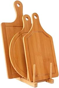 Guojanfon Bamboo Cutting Board Set 3PCS,Meat Chopping Boards,Pizza Peel Paddle with Handle for Homemade Baking Pizza Bread Cake Fruit Vegetables (3PCS Set- Board)
