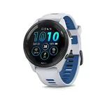 Garmin Forerunner® 265 Running Smartwatch, Colorful AMOLED Display, Training Metrics and Recovery Insights, Whitestone and Tidal Blue, 46 mm