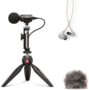 Shure Portable Videography Bundle with SE215 Earphones and MV88+ Video Kit Including Digital Stereo Condenser Microphone