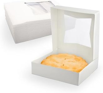 MT Products White Cookie Boxes - Size of 8" X 8" X 2.5" - (200 Pieces) Auto Pop-Up Bakery Boxes with Window - Made in the USA
