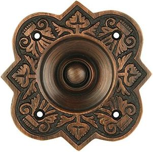 Wired Brass Doorbell Chime Push Button in Oil Rubbed Bronze Finish Vintage Decorative Door Bell with Easy Installation, 3 3/4" X 3 3/4"