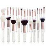 Jessup Brand 25pcs Professional Makeup Brush Set Beauty Cosmetic Foundation Powder Blush Eyeshadow Blending Highlighter Natural-Synthetic Hair Brushes (Pearl White/Rose Gold)