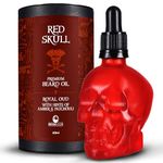 Beard Club Red Skull Beard Oil 60ml - Oud Scented Beard Oil for Men - Beard Softener for Men with Argan Oil for Beard Conditioning and Maintaining - Natural Mens Beard Oil Skull Moustache Oil