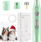 VIWIK Dog Nail Grinder, 2-Speed Rechargeable Dog Nail Trimmers for Large Medium & Small Dogs, Upgrade Professional Electric Pet Paws Grooming, Quiet Soft Puppy Grooming Tool, Cat Nail Grinder Green