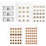Jucoan 25 Sheet Coin Collection Pages, Total 535 Pockets 5 Sizes Coin Collecting Pages Currency Page, Standard 9 Holes Coin Sleeves for Binder, Coin Collector Supplies