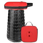 Outward Gear 2024 Upgraded Folding Stool Large Square Collapsible Portable Chairs Sturdy Telescopic Stool for Camping Travel Hiking (Red)