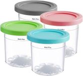 Ice Cream Containers 4 Pack, Compatible with NC299AMZ & NC300s Series Creami Ice Cream Makers, Reusable, BPA-Free & Dishwasher Safe, Airtight, Pink/Blue/Mint/Grey