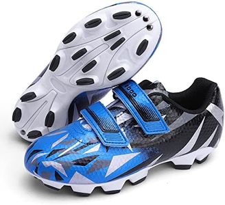 MiFeloo Kids Football Boots Outdoor Sport HG/AG Sneakers Boys Girls Artificial Ground Soccer Cleats Trainning Shoes, Black/Blue, 12 Little Kid