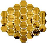 Bikri Kendra Glass Hexagon 30 Golden Mirror Stickers For Wall, Acrylic Mirror Wall Decor Sticker, Hexagonal Mirror Wall Sticker, Wall Mirror Stickers, Wall Stickers For Hall Room, Bed Room, Kitchen