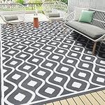 Pauwer Outdoor Rug Waterproof, 9'x12' Reversible Outdoor Plastic Straw Rug, Outdoor Patio Camping Rug RV Mat, Indoor Outdoor Area Rugs Carpet for Patio, RV, Picnic, Backyard, Deck, Balcony, Porch