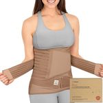 3 in 1 Postpartum Belly Support Recovery Wrap – Postpartum Belly Band – After Birth Brace – Slimming Girdles – Body Shaper - Waist Shapewear – Post Surgery & Back Support - Pregnancy Belly Support Band (Warm Tan, Medium/Large)