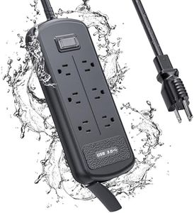 USB Outdoor Power Strip Weatherproof, Waterproof Surge Protector with 3 USB Ports and 6 Outlets, 6 FT Extension Cord, Shockproof Overload Protection, Mountable for Home Office Patio Porch Black