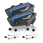 FreedConn FX Motorcycle Bluetooth Headset with Music Sharing, 2pcs FX 10 Riders 1500m Group Helmet Bluetooth Intercom with Noise Cancellation/FM Radio, /Universal Pairing/Black Ultra-Thin Body