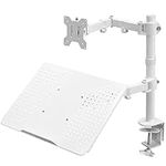 VIVO Fully Adjustable 13 to 32 inch Single Computer Monitor and Laptop Desk Mount Combo, Stand with Grommet Option, Fits up to 17 inch Laptops, White STAND-V002CW