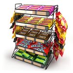 DS THE DISPLAY STORE 5 Tier Candy Display Rack, Large Snack Organizer For Countertop, Home Theatre Portable Concession Stand Snack Display, Black Metal Shelf With 12 Clips