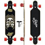 Sefulim Longboard Skateboard 7 Layer Canadian Maple Double Kick Deck Concave Cruiser Trick Skateboard for Boys Girls Teens Adults Beginner