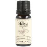 Nikura Melissa (Lemon Balm) Essential Oil - 10ml | 100% Pure Natural Oils | Perfect for Aromatherapy, Diffusers, Humidifier, Bath | Great for Self Care, Skin | Vegan & UK Made