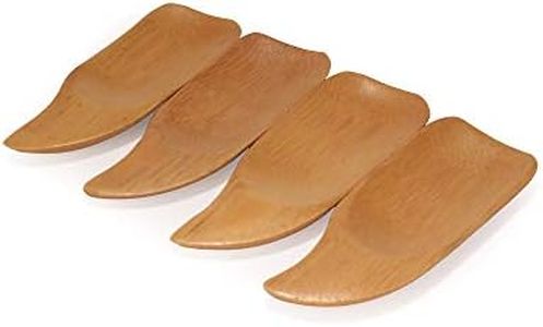 BambooMN - 4" Small Solid Bamboo Curved Handle Scoop, 10pcs