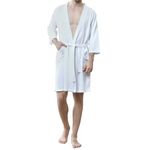 Dowesrobe Men's Waffle Robe, Lightweight Knee Length Kimono Bathrobe, Nightgown Shower Robe for Spa, White, X-Large-XX-Large