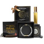 5 Senses Co. Luxury Starlight Bracelet Gift Set Combo for Men | Certified Natural Stone Metallic Bracelet with Long Lasting Luxurious Stardust Perfume | For Father, Dad | Personalised Superhero Card