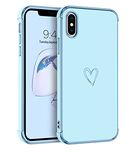 GUAGUA Case for iPhone Xs/X, iPhone Xs/X Cases Cute Heart Pattern Soft TPU Plating Cover for Women Girls with Camera Protection & 4 Corners Shockproof Protective Phone Case for iPhone Xs/X 5.8" Blue