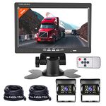 Monitor Dual Rear View Waterproof 18 IR LED Night Vision Two Car Reversing Backup Camera Kits 7" TFT LCD Monitor Vehicle Parking Assistance System for RV/Truck/Bus/Trailer/Caravan