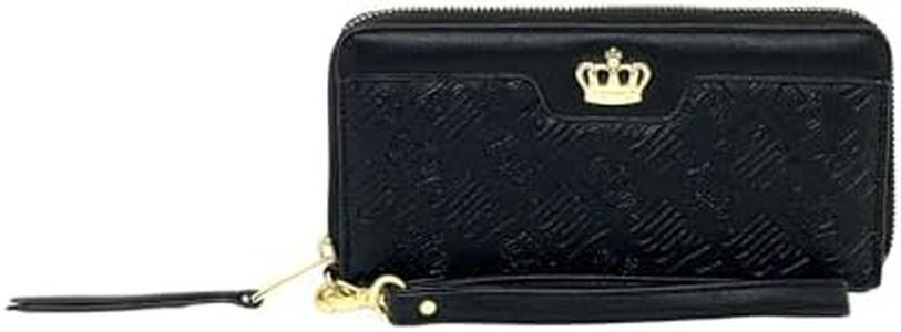 Juicy Couture Large Zip Around Wallet Wristlet, Black Deboss, One Size, Juicy Couture Wallet