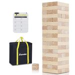 Aivalas 56 PCS Giant Tumble Tower, Wooden Stacking Block Game with Scoreboard&Carrying Bag, Classic Outdoor Backyard Lawn Game for Teenage Adults Family (Grows to Over 4.2 FT)