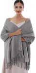 RIIQIICHY Winter Scarf for Women Grey Pashmina Shawls Wraps for Evening Dresses Large Warm Soft Scarves