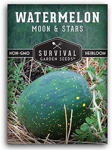 Survival Garden Seeds - Moon & Stars Watermelon Seed for Planting - Packet with Instructions to Plant and Grow Melons in Your Home Vegetable Garden - Rare Super Sweet Non-GMO Heirloom Variety