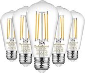 Defurhome ST58 E27 6W LED Edison Light Bulbs 60W Equivalent, Daylight White 5000K, Not Dimmable, Clear Glass, E27 Base Lamp for Home, Restaurant, Reading Room, Pack of 5