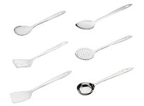SgnoraWare Stainless Steel Heavy Gauge(1.5 MM) Prima Table/Serving Tools with Oval Spoon(Chamcha),Skimmer(Jharni),Ladle(karchi),Pan Spoon(Chamach).Slotted and Plain Turner(Palta) No.3 Set/6