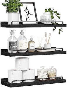 RYOFOBETTO Floating Shelves for Wall Decor Bathroom Shelves Over Toilet, Farmhouse Wall Shelves for Bathroom, Bedroom, Living Room, Kitchen (Black, Set of 3)