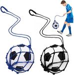 TOBWOLF 2PCS Football Kick Trainer Soccer Ball Net Kicker, Fits Ball Size 3, 4, 5, Solo Soccer Kick Practice Training Aid Soccer Return Trainer Net Football Trainer Juggling Net for Youth Adults