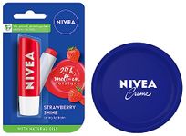 NIVEA Crème, All Season Multi-Purpose Cream, 100ml & NIVEA Lip Balm, Fruity Strawberry Shine, 4.8g