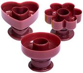 Bake House Donut Cutter, 3Pcs Donut Cake Mould DIY Doughnut Mould for Baking Desserts Bread Biscuit Non-Stick Cutter Maker Mold Kitchen Baking Tool, Red