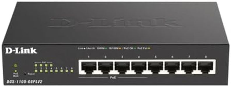 D-Link 8-Port Gigabit Smart Managed PoE Switch - DGS-1100-08PLV2 - Compact Network Solution with 4 PoE+ Ports, Advanced Traffic Management, and Eco-Friendly Features