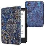 kwmobile Case Compatible with Kobo Clara 2E / Tolino Shine 4 Case - eReader Cover - Golden Mandalas Yellow/Dark Blue