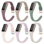 6 Pack Slim Soft Silicone Wristbands Compatible with Fitbit Charge 4 Bands, Sports Replacement Straps for Fitbit Charge 4 / Fitbit Charge 3 / Charge 4 SE / Charge 3 SE Women Men (Smoke Violet/Milk Tea/Starlight/Avocado Green/Pink Sand/Lavender)