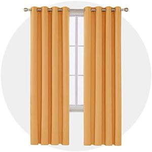 Deconovo Blackout Curtain Darkening Panel for Bedroom or Living Room Grommet Thermal Insulated Lighting Reduce Drape, 52 x 84 Inch, Orange Flame
