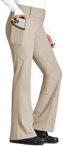 FitsT4 Sports Girl's Full Seat Horse Riding Pants Bootcut Riding Tights Kids Equestrian Breeches with Pockets Khaki M