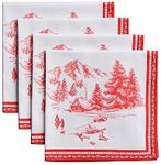 Maison d' Hermine Napkin 100% Cotton 20 Inch x 20 Inch Set of 4 Dinner Napkins, Decorative Washable Cloth Napkin for Gifts, Dining, Buffet Parties & Camping, Winter Jouy -Thanksgiving/Christmas